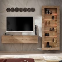 Komodee - Ensemble de meubles tv Como, Chêne - Miel truffé, pour salon, chambre à coucher