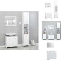 Ensemble de meubles de bain 3pcs Blanc brillant Bois ingénierie - Meuble De Salle De Bain - Ensemble Meuble Salle De Bain - Miroir - Vanity Unit