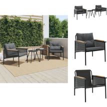 Vidaxl - Ensemble de meubles de balcon 4 pcs avec coussins acier noir - Ensemble De Meubles De Balcon - Ensembles De Meubles De Balcon - Ensemble De