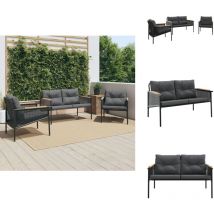 Vidaxl - Ensemble de meubles de balcon avec coussins 3 pcs noir acier - Ensemble De Meubles De Balcon - Ensembles De Meubles De Balcon - Ensemble De