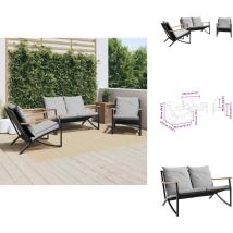 Vidaxl - Ensemble de meubles de balcon avec coussins 3 pcs noir acier - Ensemble De Meubles De Balcon - Ensembles De Meubles De Balcon - Ensemble De