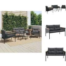 Vidaxl - Ensemble de meubles de balcon avec coussins 5 pcs noir acier - Ensemble De Meubles De Balcon - Ensembles De Meubles De Balcon - Ensemble De