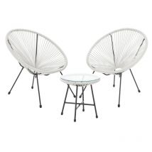 Ensemble de meubles de balcon Svita bali Ensemble de salon Relax Egg-Chair en osier Design Blanc