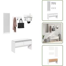 Ensemble de meubles de couloir 4 pcs blanc bois d'ingénierie - Meuble D'entrée - Banc D'entrée - Rangements D'entrée - Organisation D'entrée