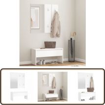 Ensemble de meubles de couloir Blanc Bois d'ingénierie - Banc Entrée - Meuble D'entrée - Ensemble Meubles D'entrée - Rangement Intérieur - Banc Coffre
