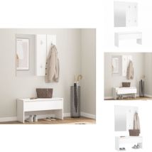 Ensemble de meubles de couloir Blanc Bois d'ingénierie - Banc Entrée - Meuble D'entrée - Ensemble Meubles D'entrée - Rangement Intérieur - Banc Coffre