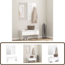 Ensemble de meubles de couloir Blanc brillant Bois d'ingénierie - Banc Entrée - Meuble D'entrée - Ensemble Meuble D'entrée - Banc Coffre - Rangement