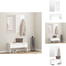 Ensemble de meubles de couloir Blanc brillant Bois d'ingénierie - Banc Entrée - Meuble D'entrée - Ensemble Meuble D'entrée - Banc Coffre - Rangement