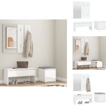 Ensemble de meubles de couloir Blanc brillant Bois d'ingénierie - Banc Entrée - Meuble Hall - Mobilier D'accueil - Rangements Intérieur - Commode