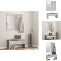 Ensemble de meubles de couloir Gris béton Bois d'ingénierie - Banc Entrée - Meuble D'entrée - Ensemble Meubles D'entrée - Rangement Intérieur - Banc