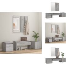 Ensemble de meubles de couloir Sonoma gris Bois d'ingénierie - Banc Entrée - Meuble Couloir - Rangement Hall - Mobilier Salon - Meuble Déco