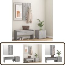 Ensemble de meubles de couloir Sonoma gris Bois d'ingénierie - Banc Entrée - Meuble Hall - Unité D'accueil - Mobilier Salle D'entrée - Rangement