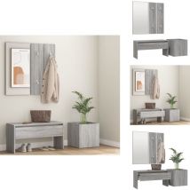 Ensemble de meubles de couloir Sonoma gris Bois d'ingénierie - Banc Entrée - Meuble Hall - Unité D'accueil - Mobilier Salle D'entrée - Rangement