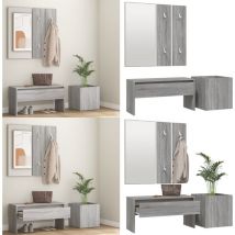 Ensemble de meubles de couloir Sonoma gris Bois d'ingénierie - Banc Entrée - Meuble Hall - Unité D'accueil - Mobilier Salle D'entrée - Rangement