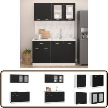Vidaxl - Ensemble de meubles de cuisine 4 pcs Noir Aggloméré - Meuble De Cuisine - Ensemble Meuble Cuisine - Armoire Cuisine - Rangements Cuisine