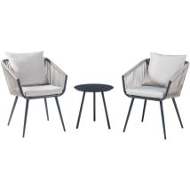 Casa.pro - Ensemble De Meubles De Jardin 3 Pièces Abriola Anthracite Gris
