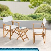 Casa.pro - Ensemble de meubles de jardin 3 pièces Capistrello bois d'eucalyptus naturel blanc