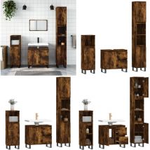 Ensemble de meubles de salle de bain 3 pcs Chêne fumé - Meuble De Salle De Bain - Ensemble Salle De Bain - Ameublement Salle De Bain - Armoire Salle