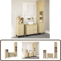 Ensemble de meubles de salle de bain 3 pcs chêne sonoma - Meuble De Salle De Bain - Ensemble Meuble Salle De Bain - Armoire Salle De Bain - Rangement