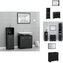 Ensemble de meubles de salle de bain 3 pcs Noir Bois ingénierie - Meuble De Salle De Bain - Ensemble Meuble Salle De Bain - Miroir - Vanity Unit