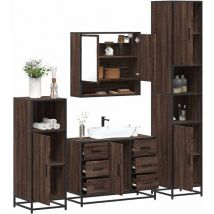 Ensemble de meubles de salle de bain 4 pcs chêne marron
