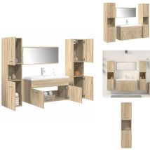 Vidaxl - Ensemble de meubles de salle de bain 5 pcs chêne sonoma - Ensemble De Meubles De Salle De Bain - Ensembles De Meubles De Salle De Bain
