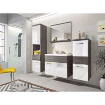 Bratex - Ensemble de meubles de salle de bain alba, ensemble de meubles de salle de bain, lavabo inclus, couleur blanc/cave