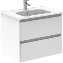 Ensemble de meubles de salle de bain avec 2 tiroirs compacts sansa - royo Couleur : Blanc brillant - Options : Meuble + Lavabo - Dimensions : 70 cm