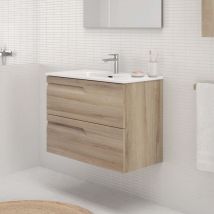 Ensemble de meubles de salle de bain avec 2 tiroirs compacts vitale Royo Couleur : Beige Nature - Options : Meuble + Vasque - Dim. : 80 cm