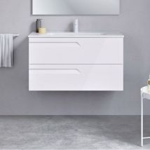 Ensemble de meubles de salle de bains avec 2 tiroirs compacts vitale - royo Couleur : Blanc brillant - Options : Meuble + Vasque - Dim. : 80 cm