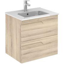 Ensemble de meubles de salle de bain avec 2 tiroirs compacts vitale Royo Couleur : Gris Nature - Options : Meuble + Vasque - Dimensions : 60 cm
