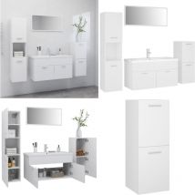 Ensemble de meubles de salle de bain Blanc Aggloméré - Meuble De Salle De Bain - Ensemble Meuble Salle De Bain - Lavabo Suspendu - Miroir Salle De