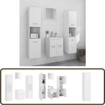 Vidaxl - Ensemble de meubles de salle de bain Blanc Aggloméré - Meuble De Salle De Bain - Ensemble Meuble Salle De Bain - Vanity - Lavabo Suspendu