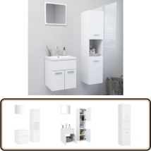 Vidaxl - Ensemble de meubles de salle de bain Blanc Aggloméré - Meuble De Salle De Bain - Ensemble Meuble Salle De Bain - Vanity - Lavabo Suspendu