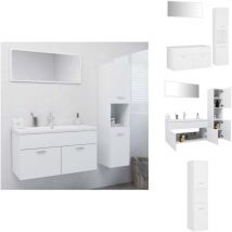 Ensemble de meubles de salle de bain Blanc Bois d'ingénierie - Meuble De Salle De Bain - Ensemble De Meubles Salle De Bain - Ameublement Salle De