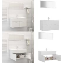 Vidaxl - Ensemble de meubles de salle de bain Blanc brillant Aggloméré - Meuble De Salle De Bain - Ensemble Salle De Bain - Armoire Salle De Bain