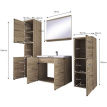 Bratex - Ensemble de meubles de salle de bain malo, ensemble de meubles de salle de bain, lavabo inclus, couleur wotan