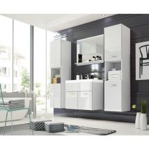 Bratex - Ensemble de meubles de salle de bain montreal xl, ensemble de meubles de salle de bain, lavabo inclus, blanc/blanc brillant