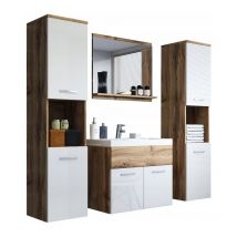 Bratex - Ensemble de meubles de salle de bain montreal xl, ensemble de meubles de salle de bain, lavabo inclus, couleur wotan/blanc brillant