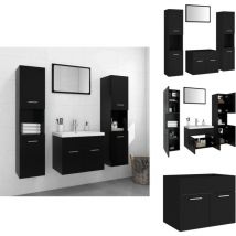 Vidaxl - Ensemble de meubles de salle de bain Noir Aggloméré - Meuble De Salle De Bain - Ensemble Meuble Salle De Bain - Dressing Salle De Bain