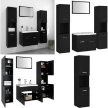 Vidaxl - Ensemble de meubles de salle de bain Noir Aggloméré - Meuble De Salle De Bain - Ensemble Meuble Salle De Bain - Vanity - Lavabo Suspendu