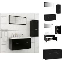 Ensemble de meubles de salle de bain Noir Aggloméré - Meuble De Salle De Bain - Ensemble Meuble Salle De Bain - Vanity Set - Armoire Salle De Bain