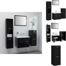 Vidaxl - Ensemble de meubles de salle de bain Noir Aggloméré - Meuble Salle De Bain - Ensemble Meuble Salle De Bain - Rangement Salle De Bain
