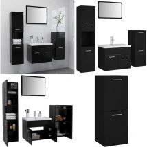 Vidaxl - Ensemble de meubles de salle de bain Noir Aggloméré - Meuble Salle De Bain - Ensemble Meuble Salle De Bain - Rangement Salle De Bain