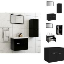 Ensemble de meubles de salle de bain Noir Bois d'ingénierie - Meuble De Salle De Bain - Ensemble Salle De Bain - Vanity Noir - Ameublement Salle De