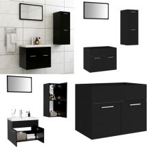 Ensemble de meubles de salle de bain Noir Bois d'ingénierie - Meuble De Salle De Bain - Ensemble Salle De Bain - Vanity Noir - Ameublement Salle De