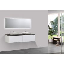 Ensemble de meubles de salle de bain Spring 1500 blanc mat - meuble mural et vasques à poser en option Sans cache supplémentaire, Sans vasque à