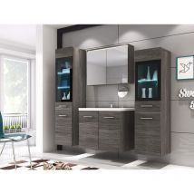 Bratex - Ensemble de meubles de salle de bain madrid ii, ensemble de meubles avec lavabo inclus, éclairage led, couleur cave à vin