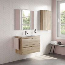 Ensemble de meubles de salle de bains avec 2 tiroirs compacts vitale Royo Couleur : Beige Nature - Options : Ensemble complet - Dimensions : 100 cm