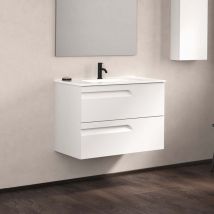 Ensemble de meubles de salle de bain avec 2 tiroirs compacts vitale - royo Couleur : Blanc brillant - Options : Meuble + Vasque - Dimensions : 60 cm